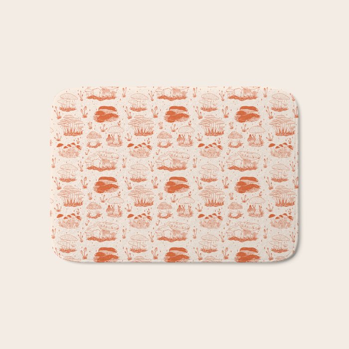 Mushroom Toile in Orange Bath Mat Gallery Image 1