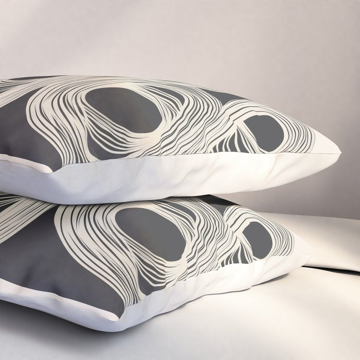 Continuous Flow - Monochrome Abstract Design Pillow Sham Gallery Image 3