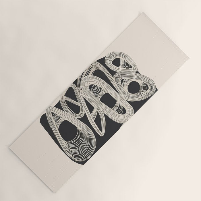 Continuous Flow - Monochrome Abstract Design Yoga Mat Gallery Image 1