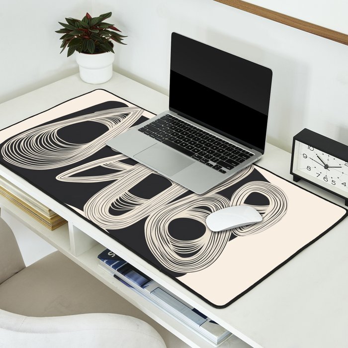 Continuous Flow - Monochrome Abstract Design Desk Mat Gallery Image 2