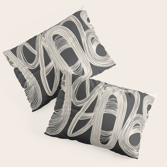 Continuous Flow - Monochrome Abstract Design Pillow Sham Gallery Image 1