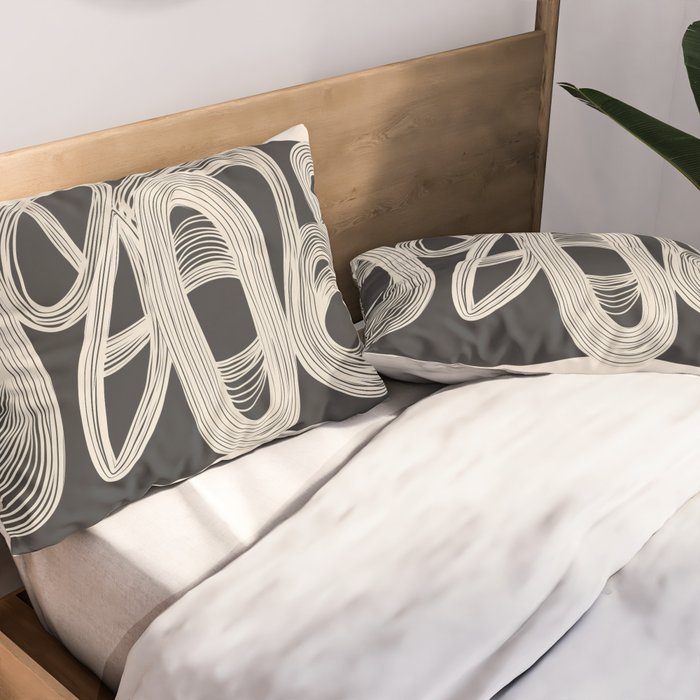 Continuous Flow - Monochrome Abstract Design Pillow Sham Gallery Image 2