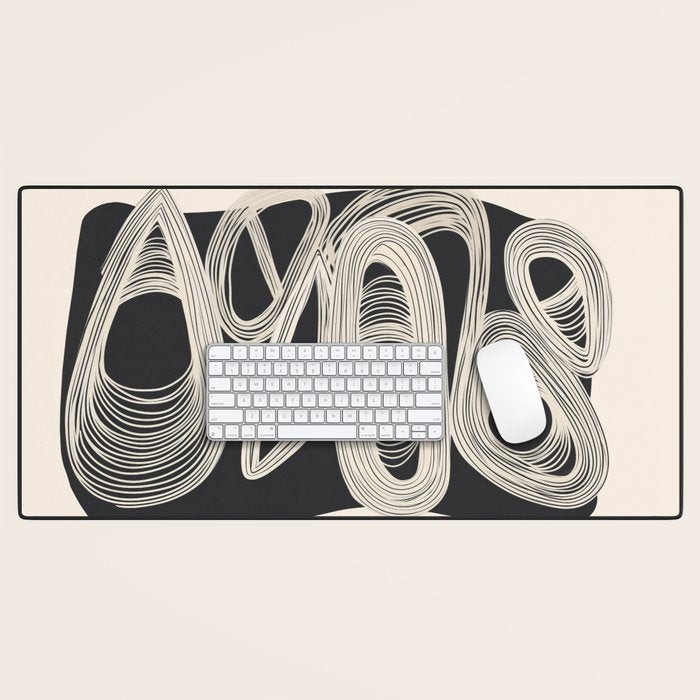 Continuous Flow - Monochrome Abstract Design Desk Mat Gallery Image 1