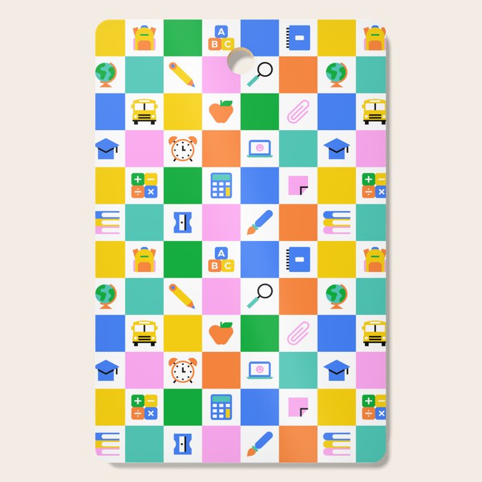 Colorful back to school checkered art pattern Cutting Board Gallery Image 1