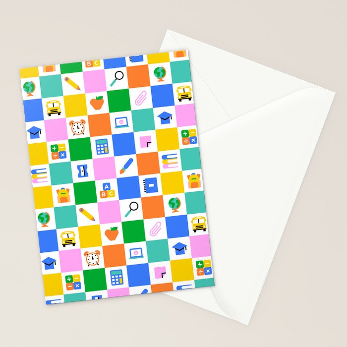 Colorful back to school checkered art pattern Stationery Card Gallery Image 2
