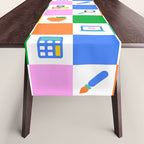 Colorful back to school checkered art pattern Table Runner Gallery Image 1