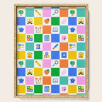 Colorful back to school checkered art pattern Serving Tray Gallery Image 1