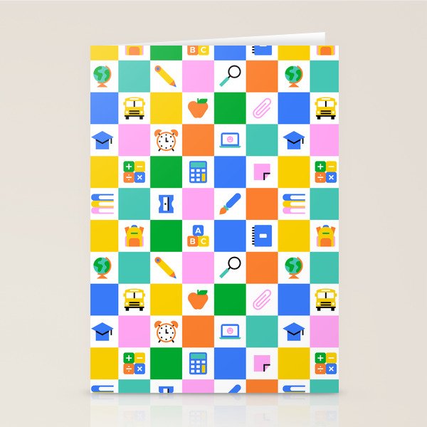 Colorful back to school checkered art pattern Stationery Card Gallery Image 1