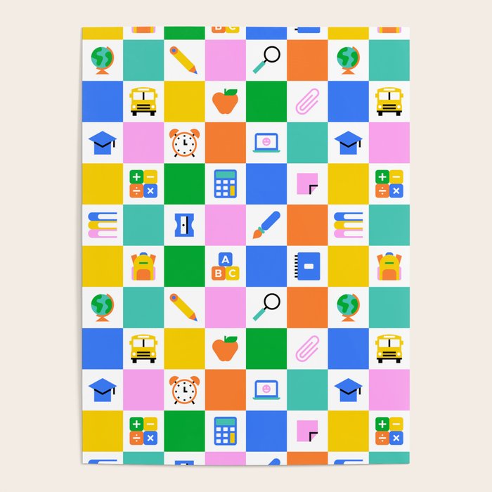 Colorful back to school checkered art pattern Poster Gallery Image 4