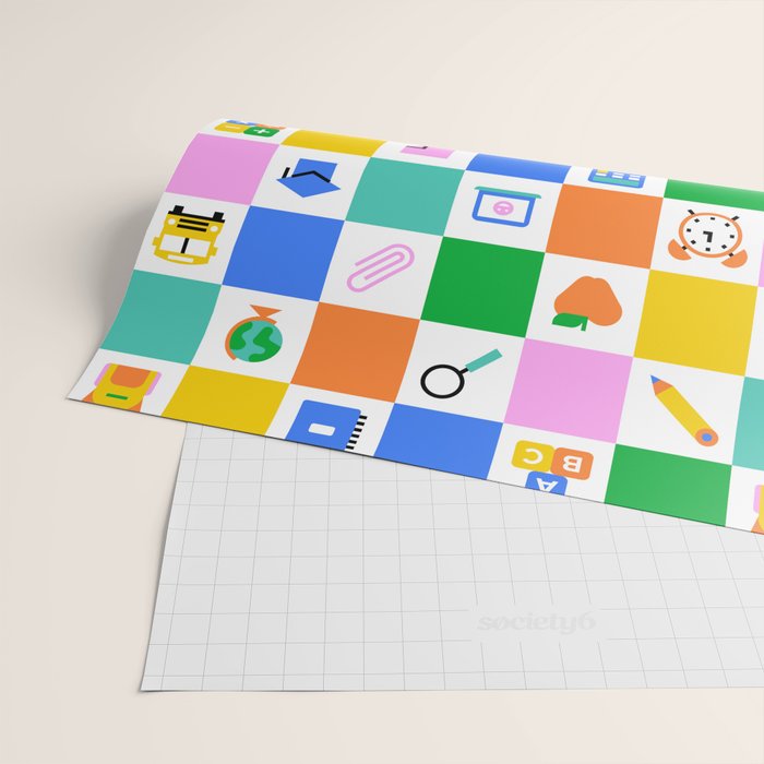 Colorful back to school checkered art pattern Wrapping Paper Gallery Image 2