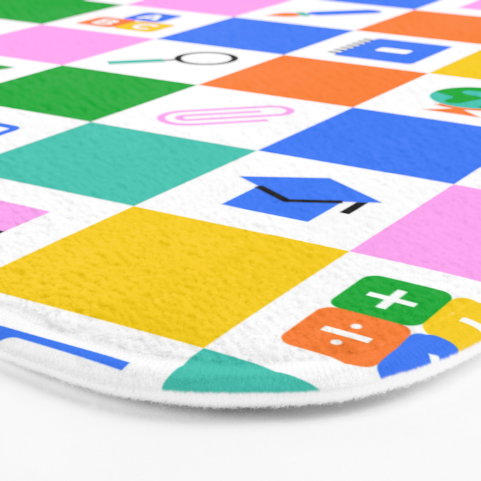 Colorful back to school checkered art pattern Bath Mat Gallery Image 3