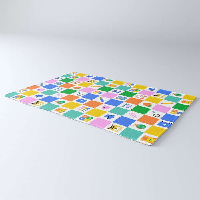 Colorful back to school checkered art pattern Rug Gallery Image 3