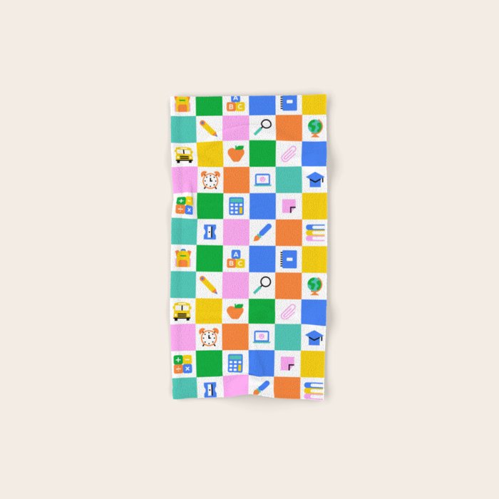 Colorful back to school checkered art pattern Bath Towel Gallery Image 1