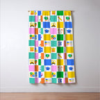 Colorful back to school checkered art pattern Window Curtain Gallery Image 3