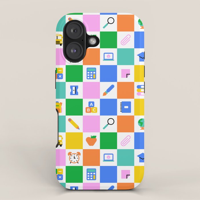 Colorful back to school checkered art pattern iPhone Case Gallery Image 1