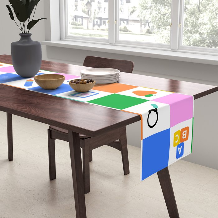 Colorful back to school checkered art pattern Table Runner Gallery Image 2