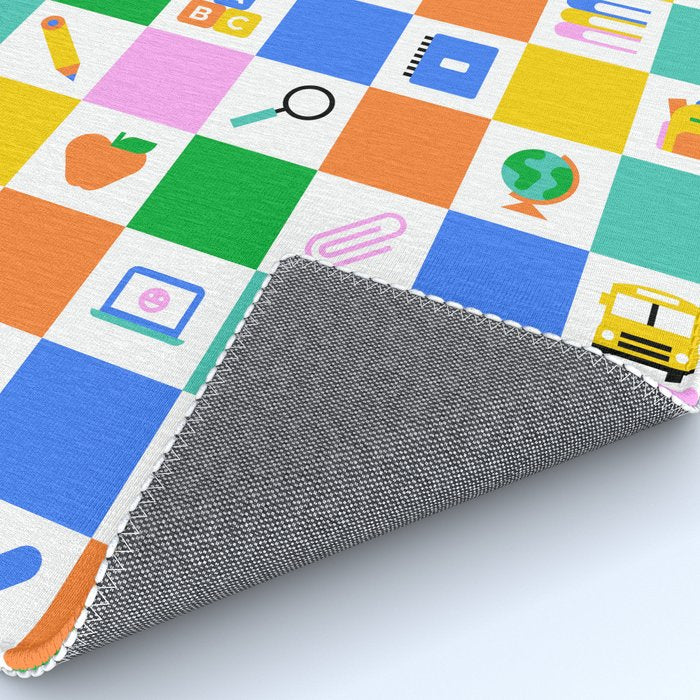 Colorful back to school checkered art pattern Rug Gallery Image 4