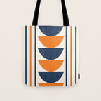 Abstract Shapes 76 in Orange and Navy Blue (Moon Phase Geometric Abstraction) Tote Bag Gallery Image 1