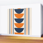 Abstract Shapes 76 in Orange and Navy Blue (Moon Phase Geometric Abstraction) Wall Mural Gallery Image 2