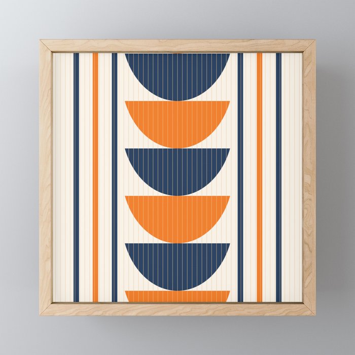 Abstract Shapes 76 in Orange and Navy Blue (Moon Phase Geometric Abstraction) Mini Art Print Gallery Image 1