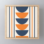 Abstract Shapes 76 in Orange and Navy Blue (Moon Phase Geometric Abstraction) Mini Art Print Gallery Image 1