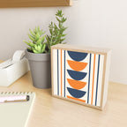Abstract Shapes 76 in Orange and Navy Blue (Moon Phase Geometric Abstraction) Mini Art Print Gallery Image 2