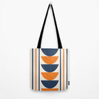 Abstract Shapes 76 in Orange and Navy Blue (Moon Phase Geometric Abstraction) Tote Bag Gallery Image 2