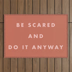 Inspirational Bravery Quote in Terra Cotta Outdoor Rug Gallery Image 1