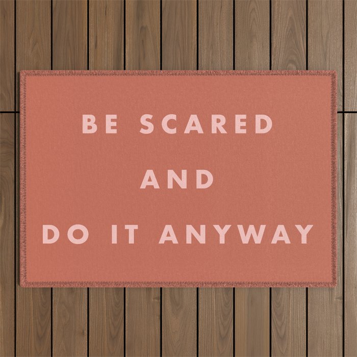 Inspirational Bravery Quote in Terra Cotta Outdoor Rug Gallery Image 1