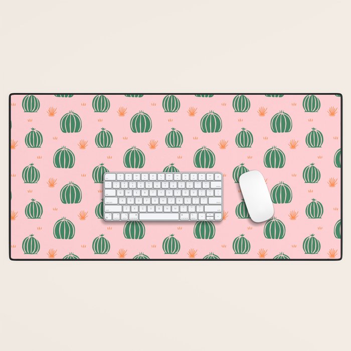 Vintage succulent cactus plant pattern Desk Mat Gallery Image 1