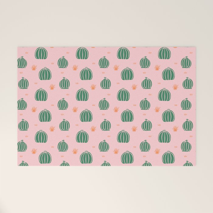 Vintage succulent cactus plant pattern Welcome Mat Gallery Image 1