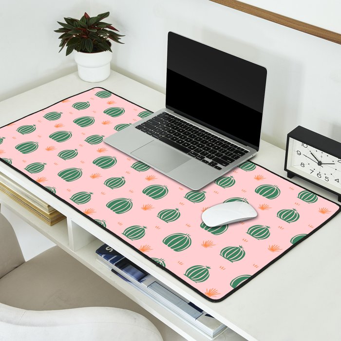 Vintage succulent cactus plant pattern Desk Mat Gallery Image 2
