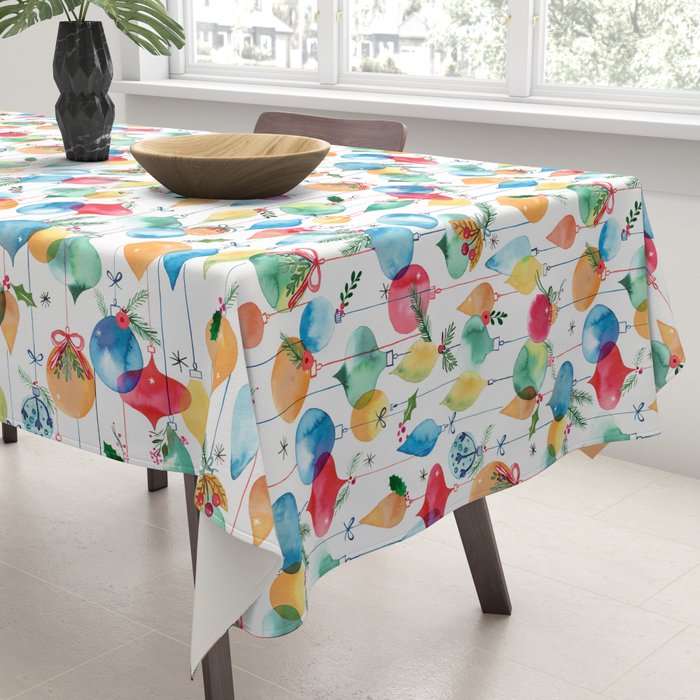 Holiday 2025 Christmas Colorful Baubles Tablecloth Gallery Image 3
