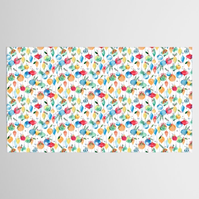 Holiday 2025 Christmas Colorful Baubles Tablecloth Gallery Image 2