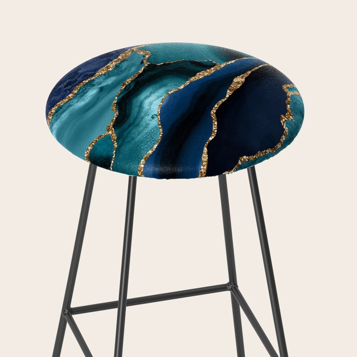 Ocean Blue Mermaid Marble Stool Gallery Image 2