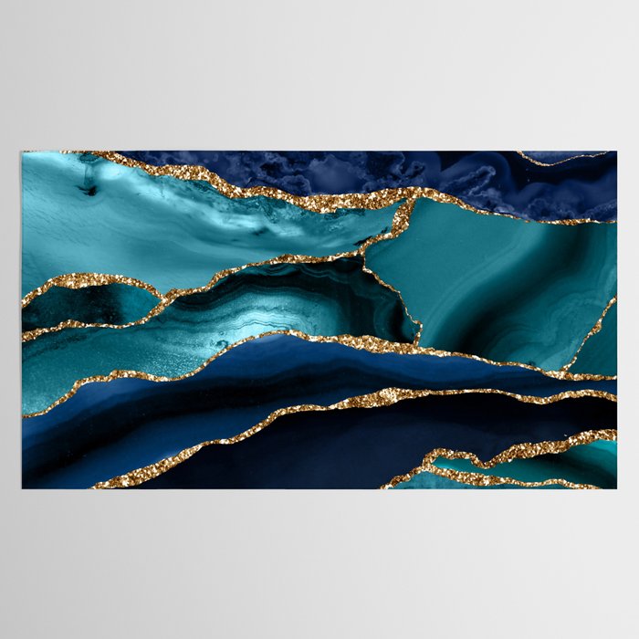 Ocean Blue Mermaid Marble Tablecloth Gallery Image 2