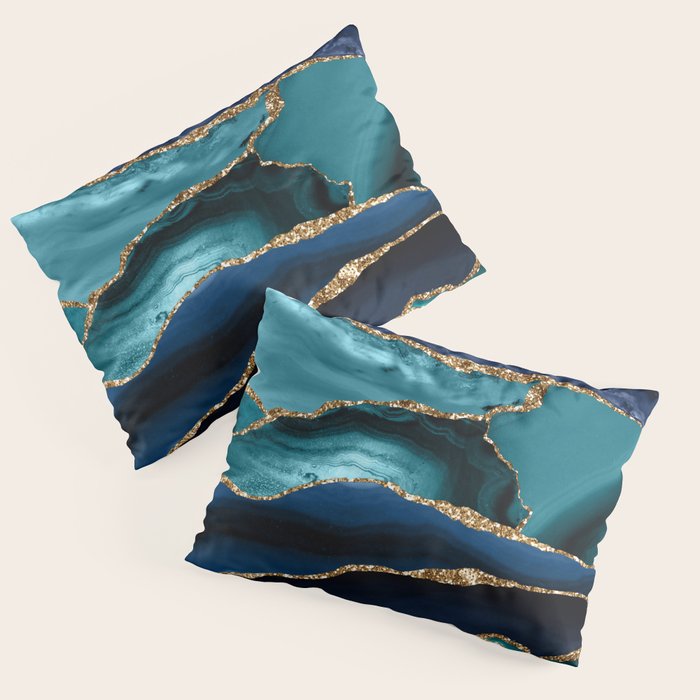 Ocean Blue Mermaid Marble Pillow Sham Gallery Image 3