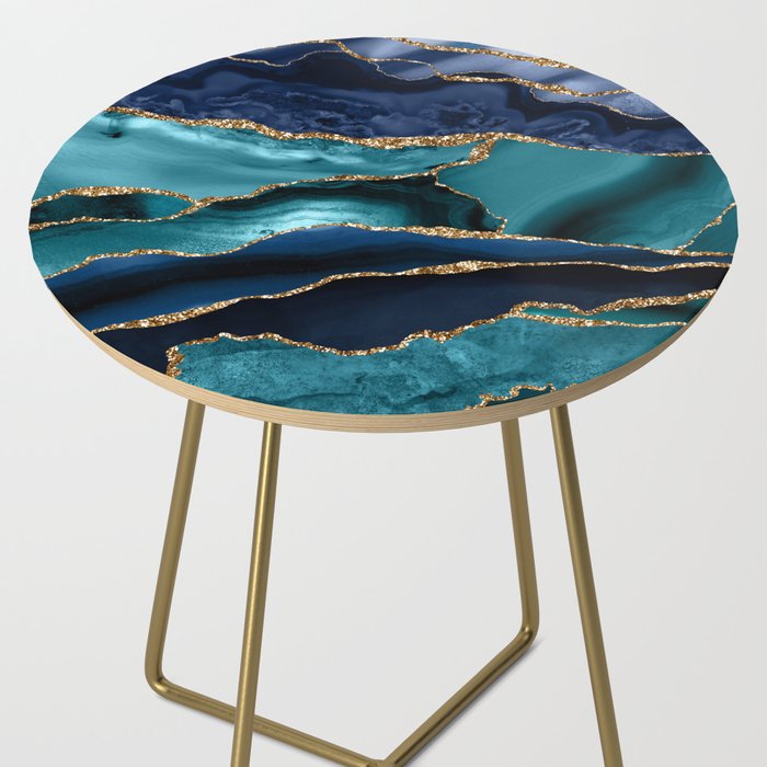 Ocean Blue Mermaid Marble Side Table Gallery Image 2