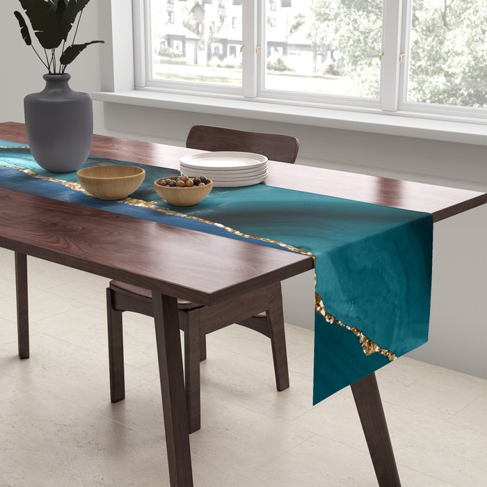 Ocean Blue Mermaid Marble Table Runner Gallery Image 2