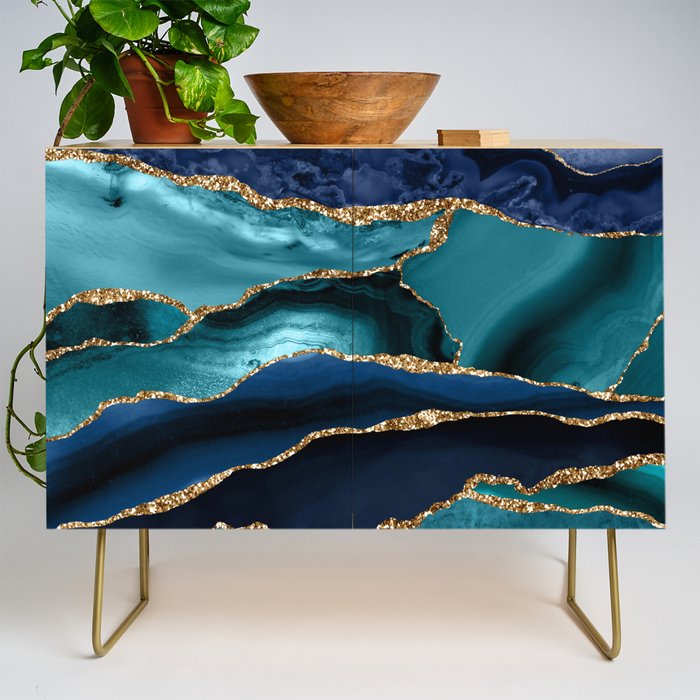 Ocean Blue Mermaid Marble Credenza Gallery Image 1