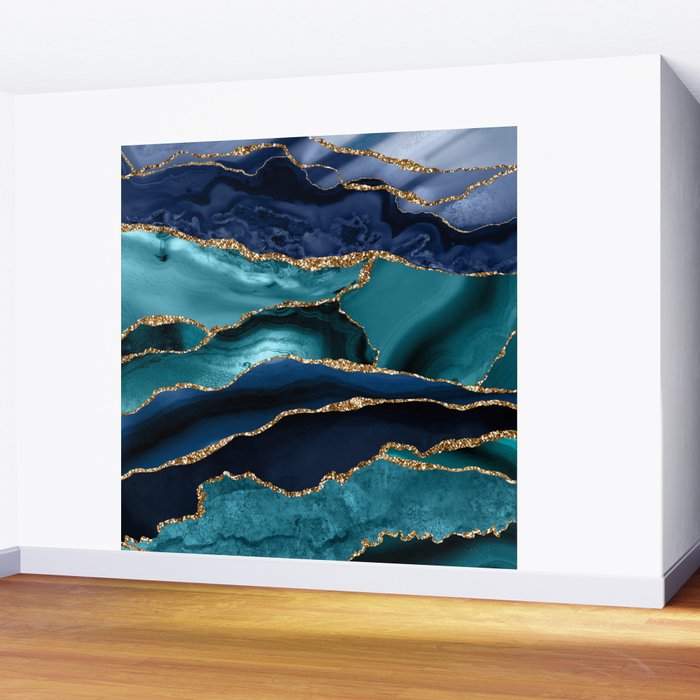 Ocean Blue Mermaid Marble Wall Mural Gallery Image 2