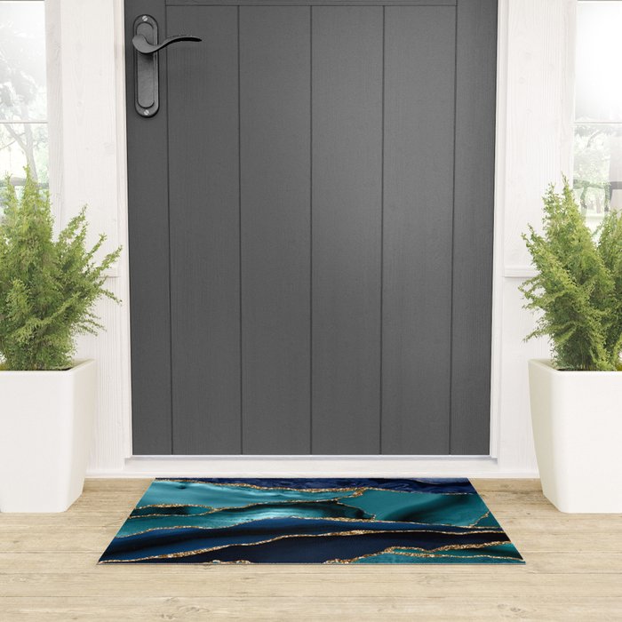Ocean Blue Mermaid Marble Welcome Mat Gallery Image 3