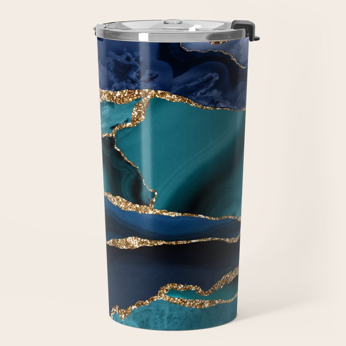 Ocean Blue Mermaid Marble Travel Mug Gallery Image 2