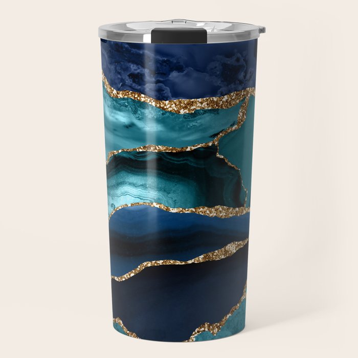 Ocean Blue Mermaid Marble Travel Mug Gallery Image 1