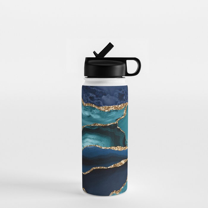 Ocean Blue Mermaid Marble Water Bottle Gallery Image 1