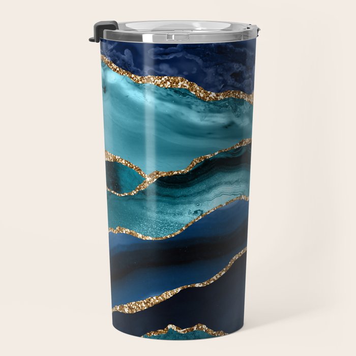 Ocean Blue Mermaid Marble Travel Mug Gallery Image 3