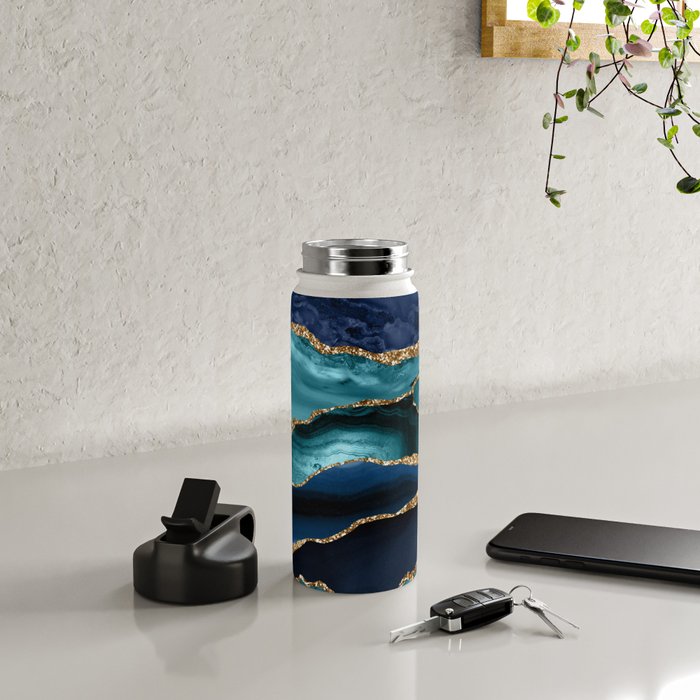 Ocean Blue Mermaid Marble Water Bottle Gallery Image 4