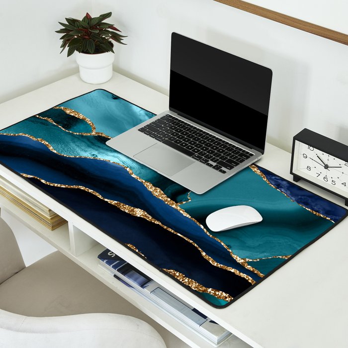Ocean Blue Mermaid Marble Desk Mat Gallery Image 2