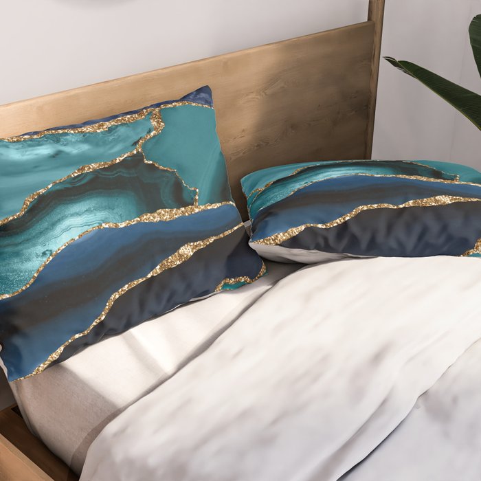 Ocean Blue Mermaid Marble Pillow Sham Gallery Image 2