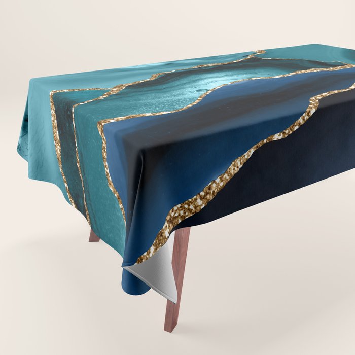 Ocean Blue Mermaid Marble Tablecloth Gallery Image 1